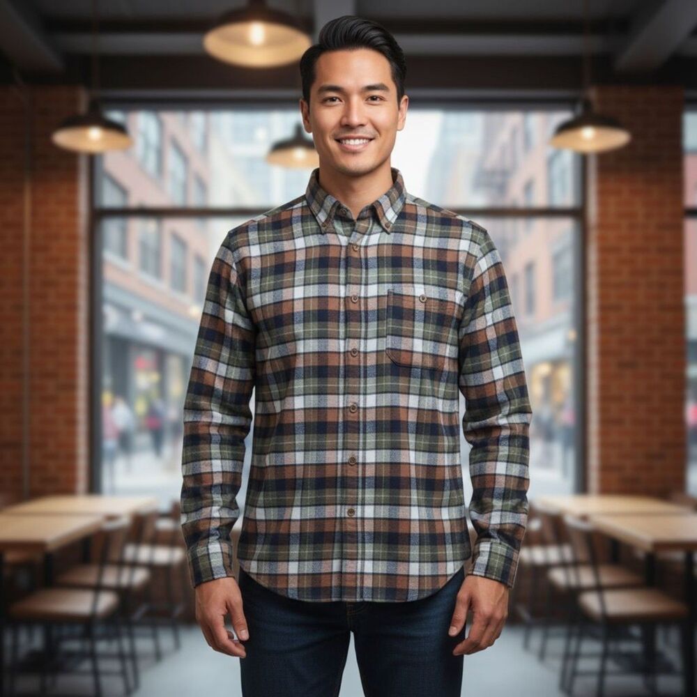 Pendleton Mason Mens Plaid Cotton Button Up Shirt M Flannel Layer Casual
